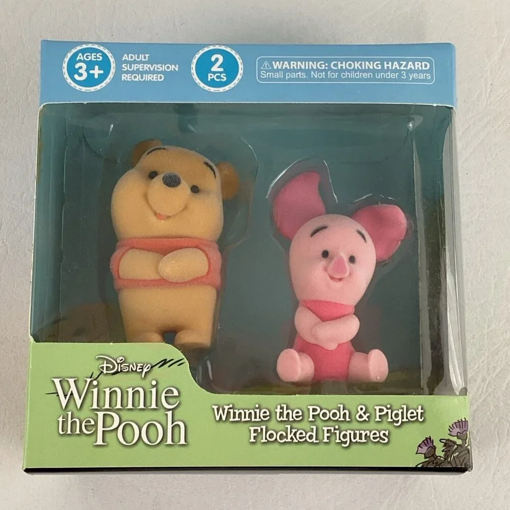 Disney Winnie The Pooh & Friends Collectible Flocked Figures Pooh Bear Piglet - Picture 7 of 7
